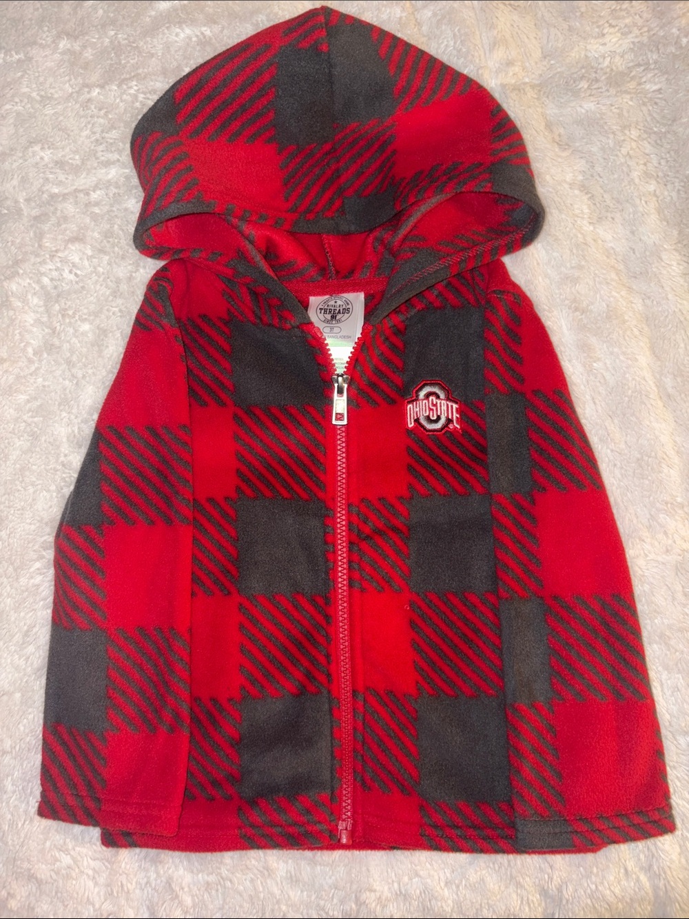 Rivalry Threads Red & Black Plaid Hooded Puffer Jacket